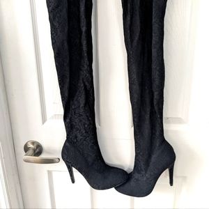 Call it spring thigh high black lace boots size 7